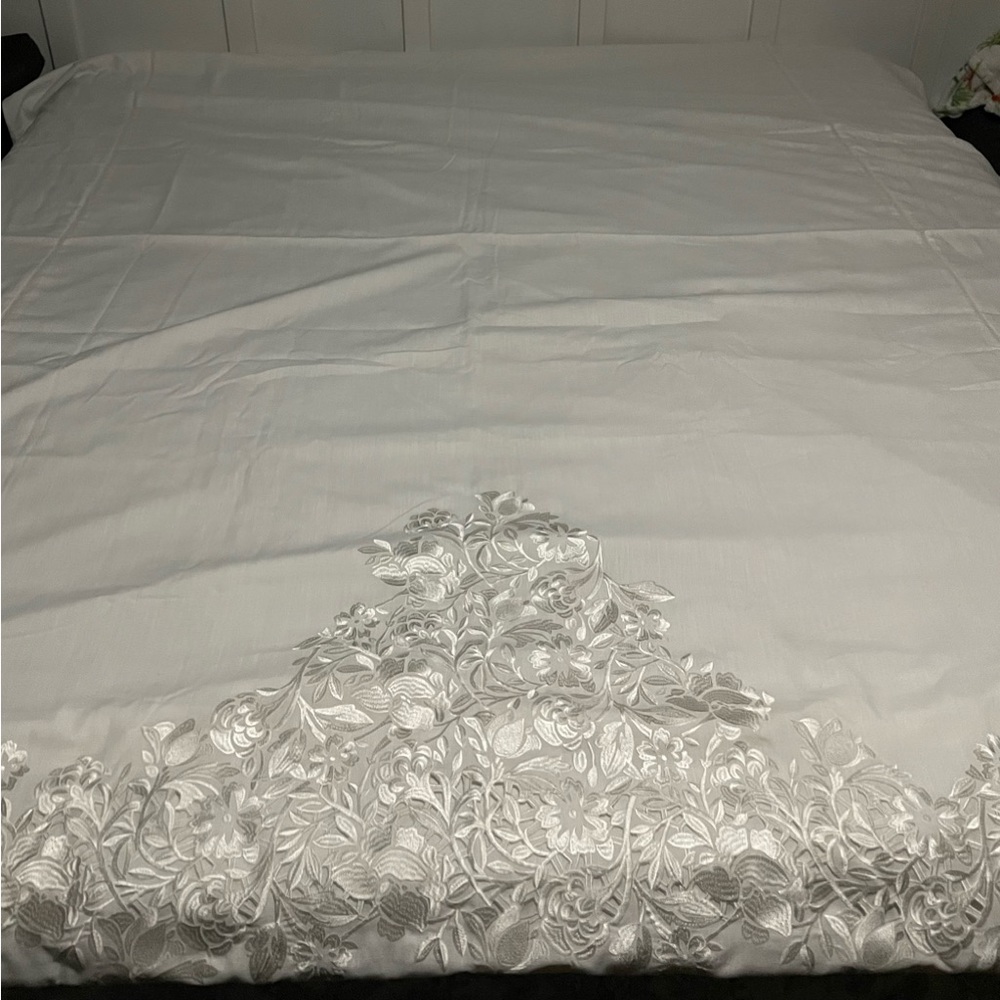 Queen Duvet Linen Lace Embroidered